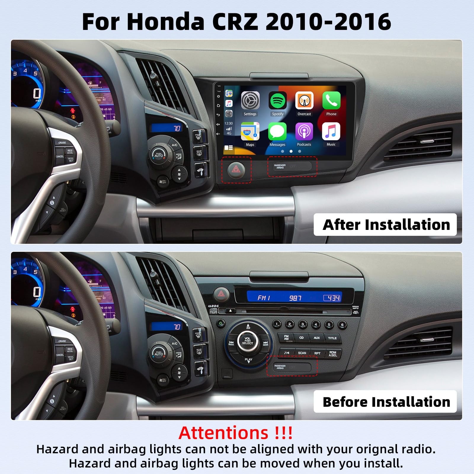 Amazon.com: 4+64G Android 14 Car Stereo for CRZ CR-Z 2010-2016
